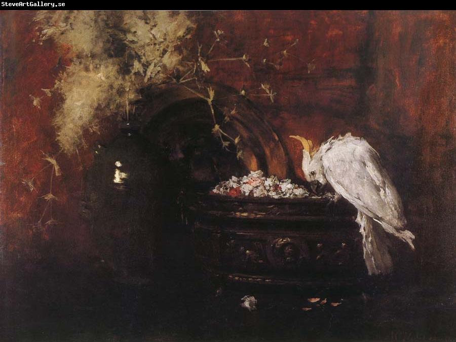 William Merritt Chase Still life and parrot